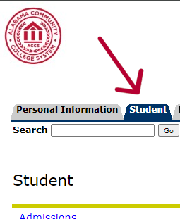 Self Service Portal student tab.