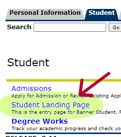 Student Landing Option